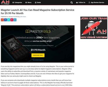 Magzter Launch All You Can Read Magazine Subscription Service for $9.99 Per Month