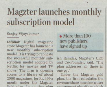 Magzter launches monthly subscription model