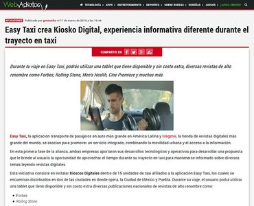 Easy Taxi crea Kiosko Digital, experiencia informativa diferente durante el trayecto en taxi