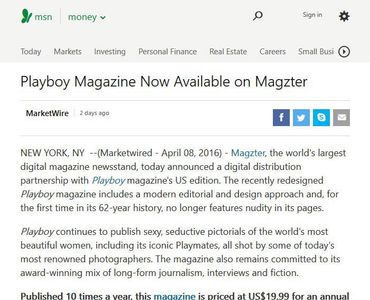 Playboy Magazine Now Available on Magzter