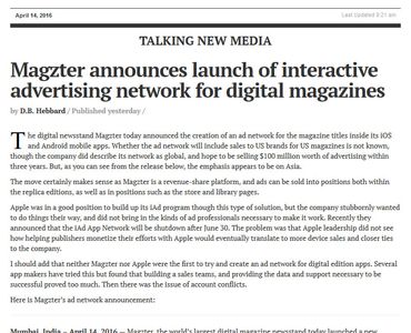 Magzter announces launch of interactive advertising network for digital magazines