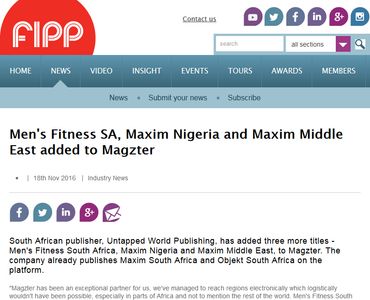 Men's Fitness SA, Maxim Nigeria and Maxim Middle East added to Magzter
