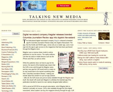Digital newsstand company Magzter releases branded Columbia Journalism Review app into Apple's Newsstand