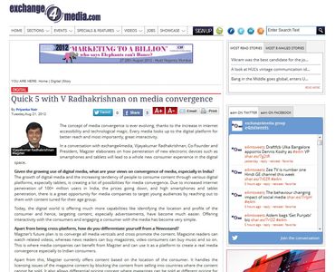 Quick 5 with V Radhakrishnan on media convergence