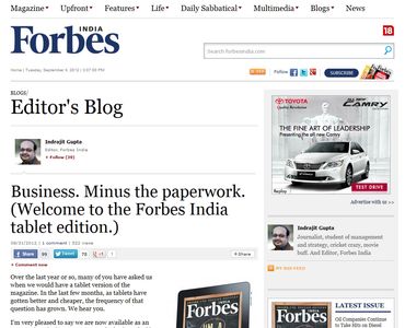 Business. Minus the paperwork. (Welcome to the Forbes India tablet edition.)