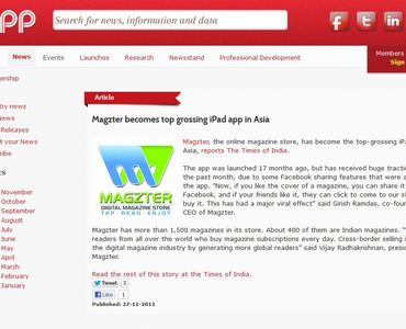 Magzter becomes top grossing iPad app in Asia