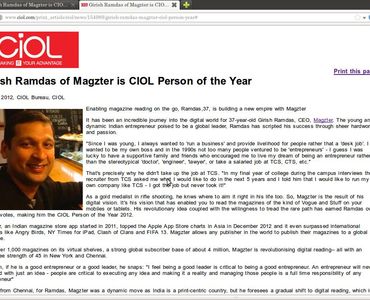 Girish Ramdas of Magzter is CIOL Person of the Year