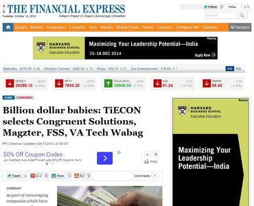 Billion dollar babies: TiECON selects Congruent Solutions, Magzter, FSS, VA Tech Wabag